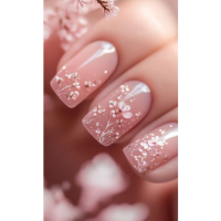 10 Light Botanical Square Nails | Light Botanical Square Nails