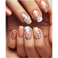 Best Botanical nail designs | Light Botanical Square Nails