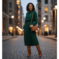 midi and maxi dress with boots | cozy fall dresses