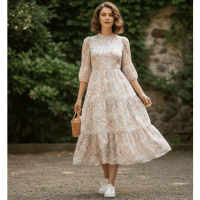 midi dress | white sneakers outfit ideas