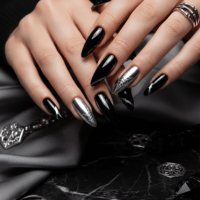 midnight chrome | halloween nails