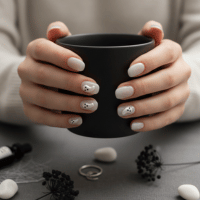 pearl ghost tips | halloween nails