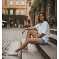 shorts oversized tee outfit | white sneakers outfit ideas