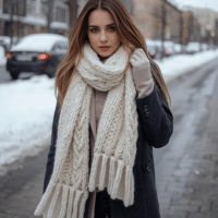chunky knit cream scarf cozy | cute and cozy christmas accessories ideas