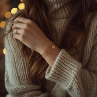 delicate gold bracelets | cute and cozy christmas accessories ideas