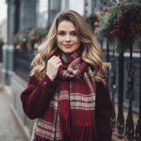 red and white plaid scarf | cute and cozy christmas accessories ideas